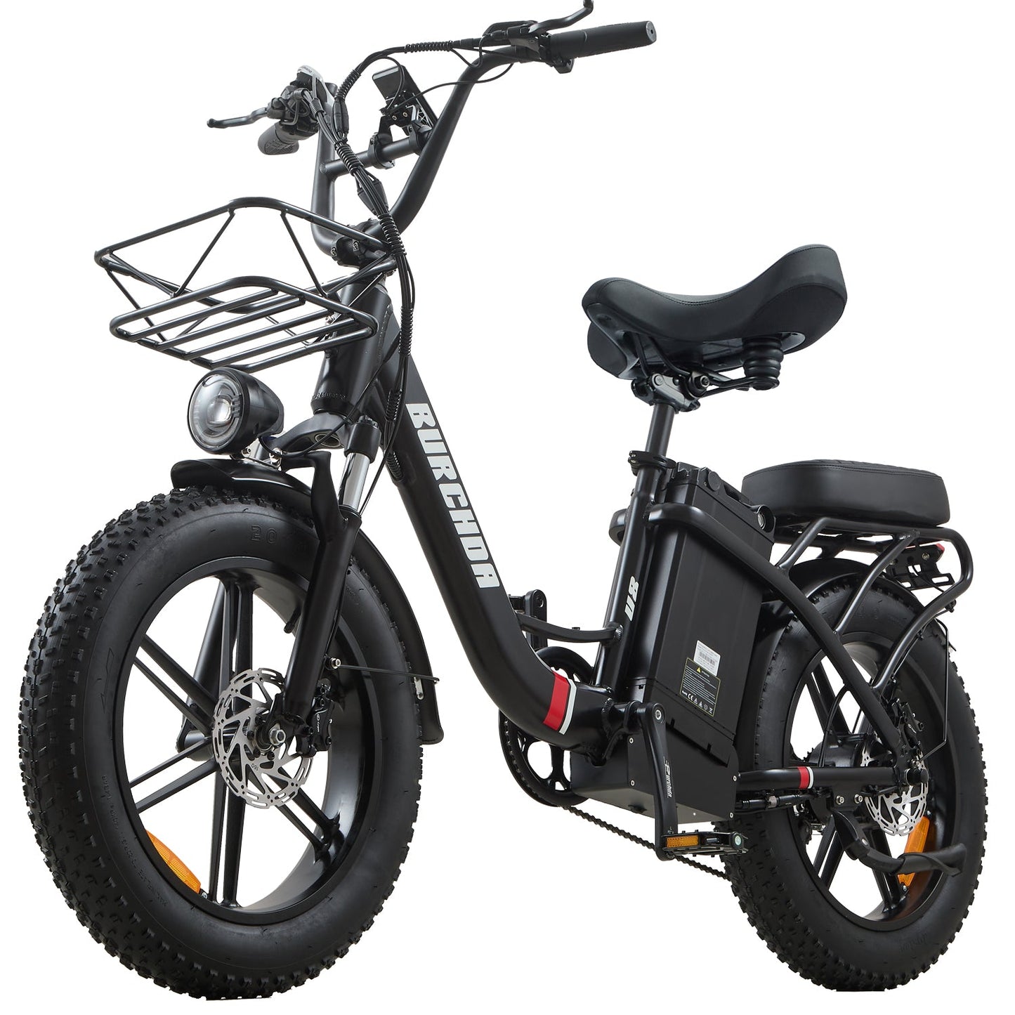 Burchda U8 black electric bike with 48V 31.5Ah battery and 20x4.0 fat tires