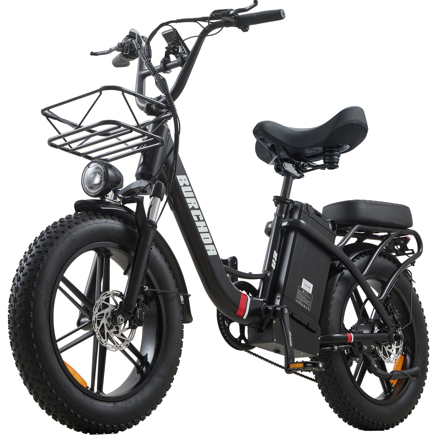 Burchda U8 black electric bike with 48V 31.5Ah battery and 20x4.0 fat tires
